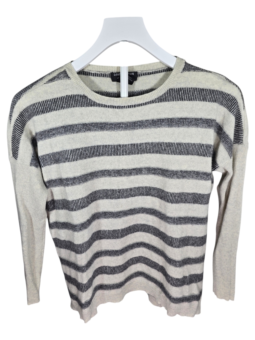 Lord and Taylor Striped 100% Cashmere Sweater